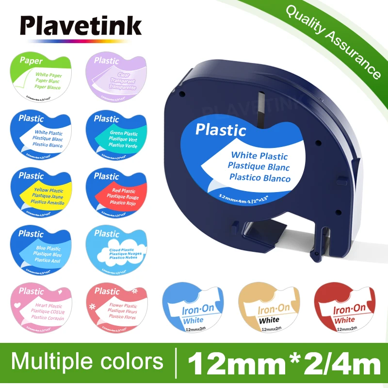 

Plavetink 91201 12mm*4m Black on white Compatible for Dymo Letratag Plastic Tape LT 91331 LT9120112267 18769 18771 for LT-100H