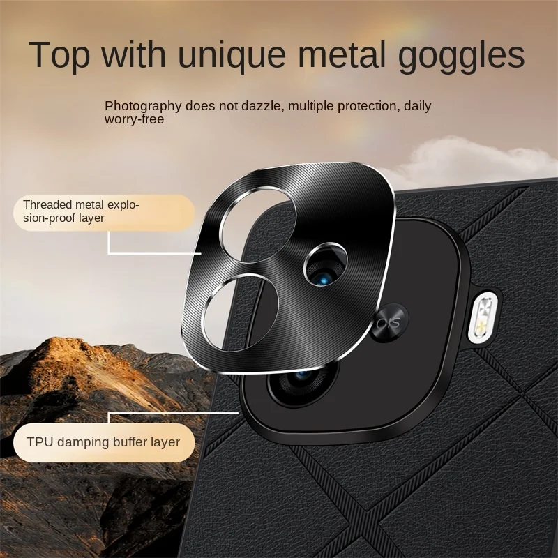 High-Luxury Vegan Leather Phone Case with Metal Lens Protection, Anti-Drop, and Anti-Fingerprint Features