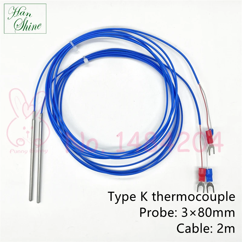 Sonda Termopar Tipo K De PTFE SEAFRONT - 2 Hilos, Longitud 2 Metros, Rango De 0 A 200°C, Resistente A ácidos Y Agua