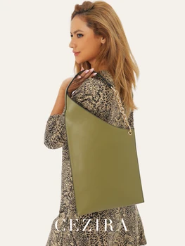 CEZIRA Niche Women Minimalist Solid Color Hobo PU Vegan Leather Novelty Shape Chain Shoulder Bag Lightweight Casual Daily Purse 1