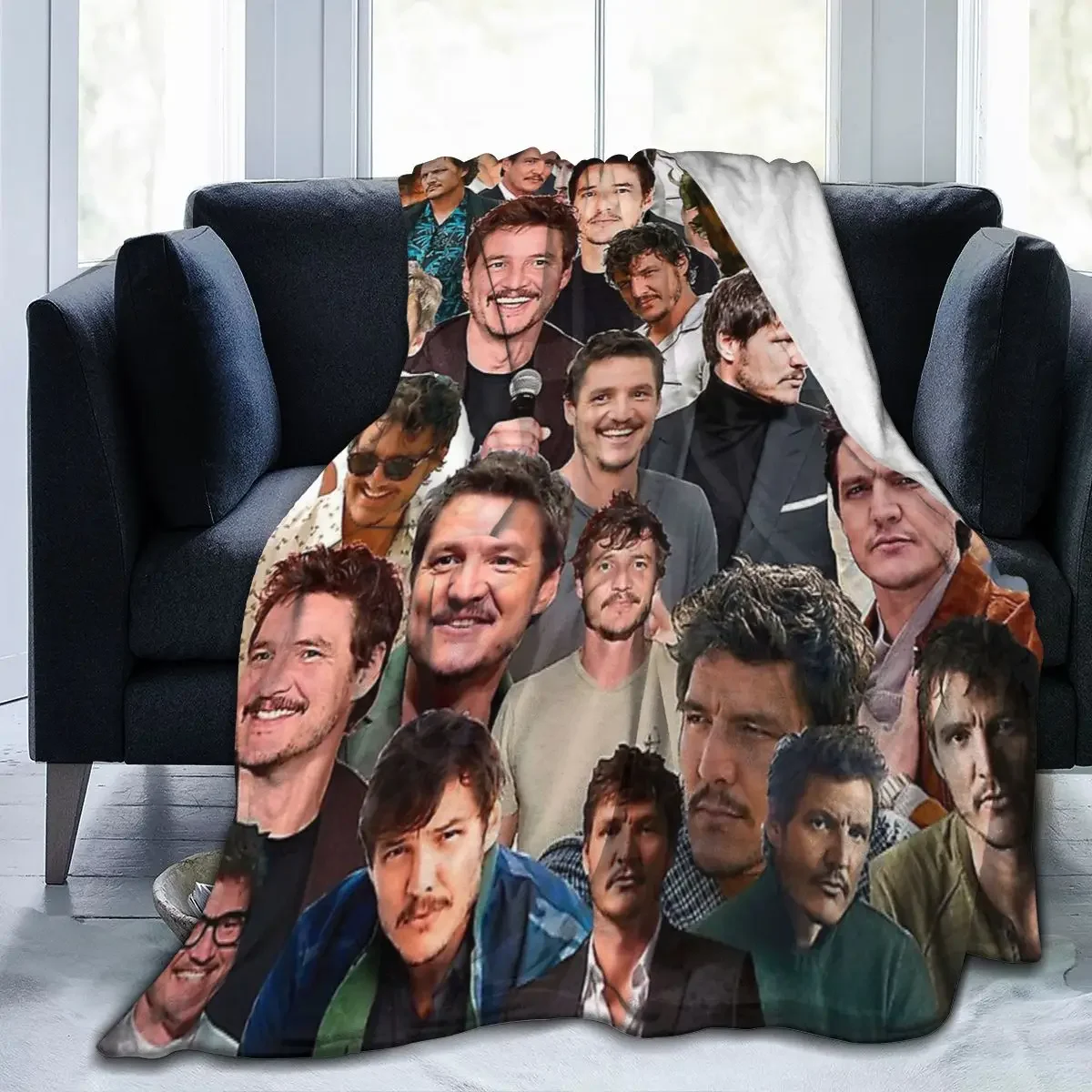 

Pedro Pascal Photo Collage Blanket, Facecloth Blanket Popular Camping Birthday Gift Blanket Customizable