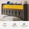 Twin Bed Frame with Drawer, Storage Headboard,Upholstered Bed with Heavy Duty Wood Slats,Noise Free, Easy Assembly, Dark Grey 4