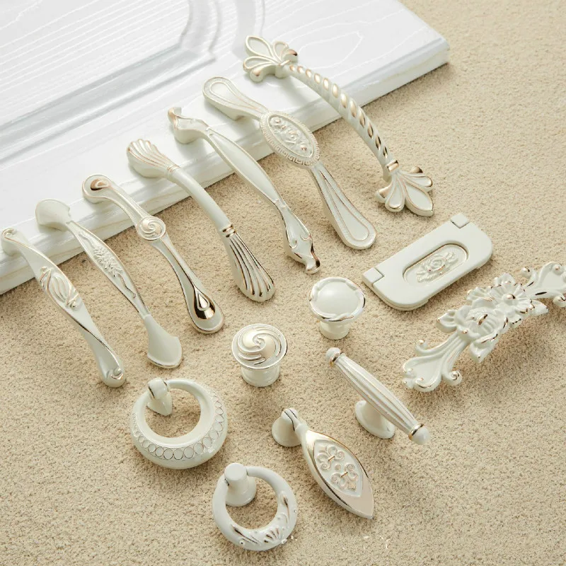Drawer Pulls Kitchen Cabinet Handles 96mm/128mm Beige Door Knobs Furniture Knob Metal furniture handles kitchen door handles