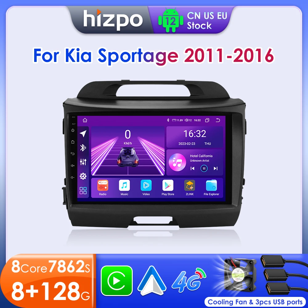 Hizpo 2 Din Android Auto Radio Per Kia Sportage 3 2010-2016 2015 Carplay 4G Car Multimedia Gps 2Din Autoradio Wifi Rds Dsp 4G Bt