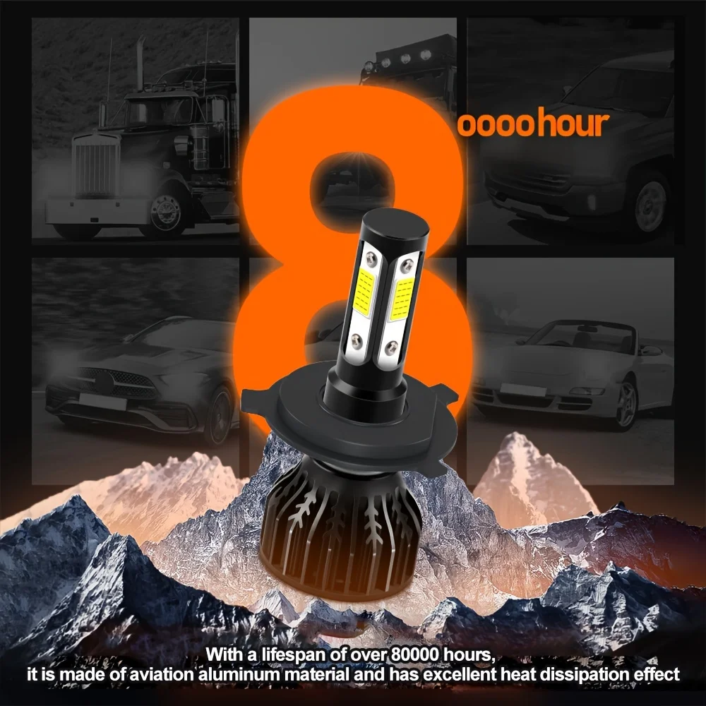 Headlight Hi/Lo Beam + Fog Light Bulbs Combo H4 H11 FitFor Fiat 500X (334) (2014-) 500% Brightness 38000LM 6000K White
