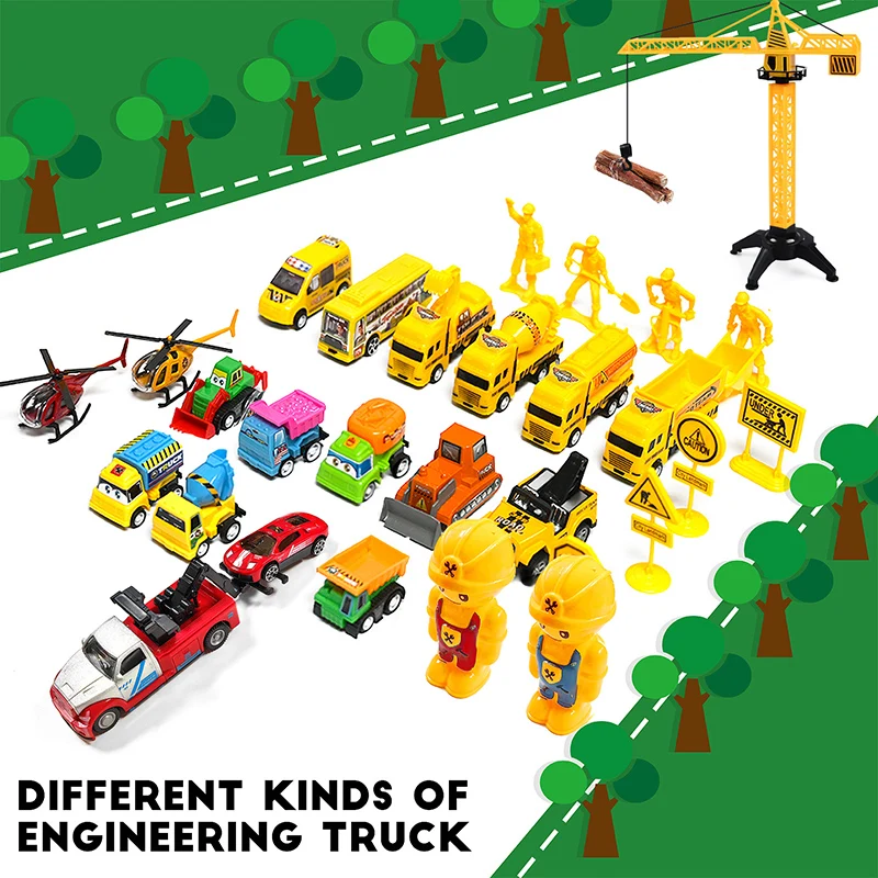 Cars Advent Calendar for Kids Boys Christmas, 24 Pull Back Vehicles Playsets with Crane Helicopter Tractor Construction Tru