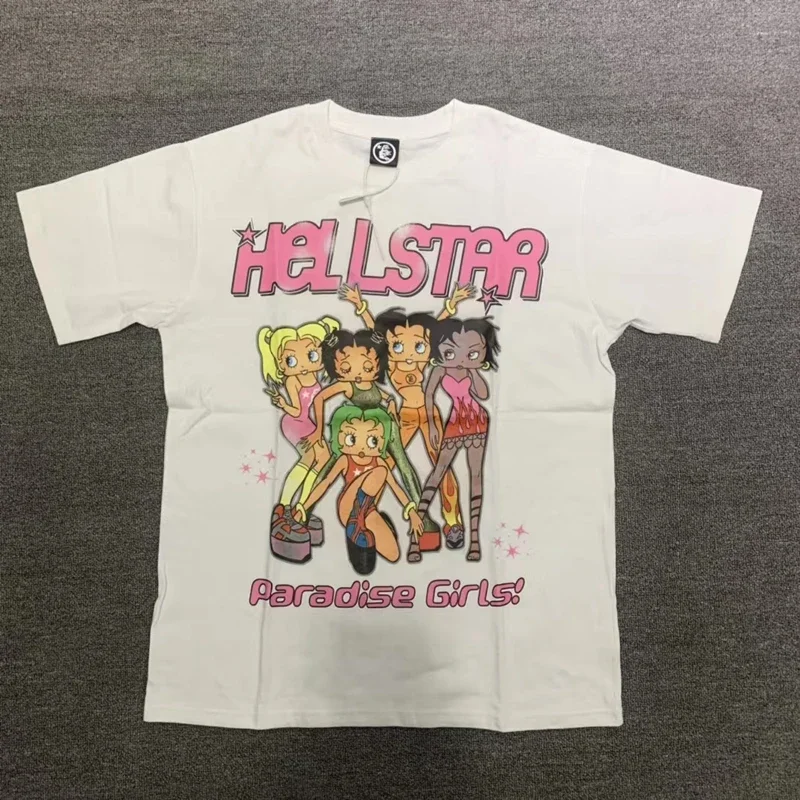

Футболка женская с принтом Hellstar, Модный повседневный топ с мультяшным принтом, хлопковая свободная футболка с логотипом, разные стили, уличная одежда