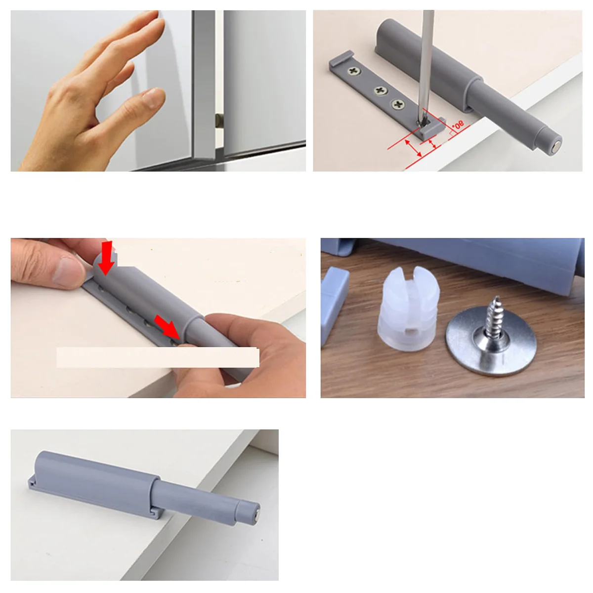 Quiet Close with Invisible Handle Home Furniture Hardware Accessories Unlocking Pressure Cabinet Magnetic Har 2PCS/6PCSers
