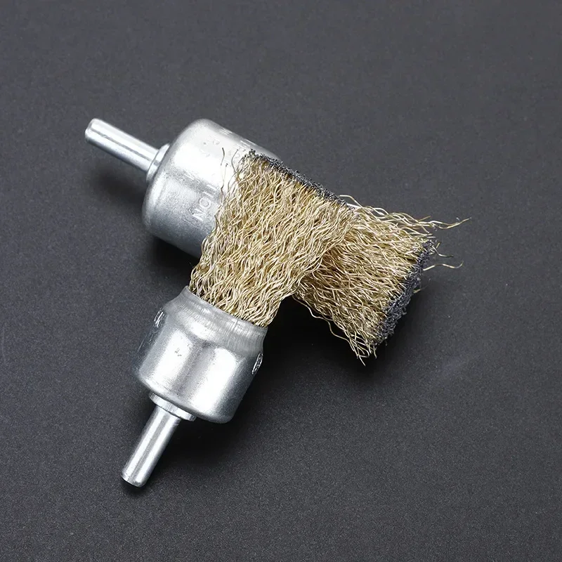 2pcs Brass Wire Wheel Brush 10/12/16/20/25/30mm Copper Polishing Cleaning Grinding Head Rotary Tool For Drill Metal Rust Removal 2