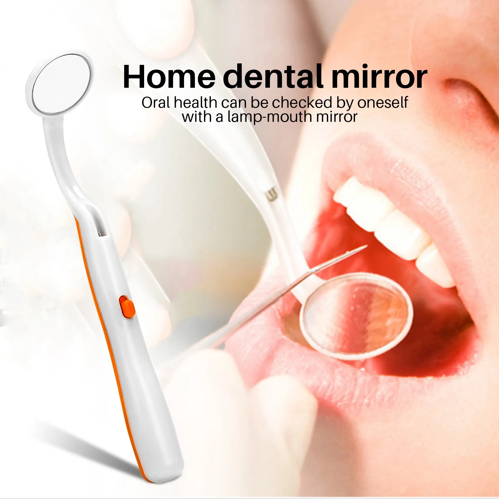 Led Light Teeth Oral Dental Mirror Super Bright Mouth Mirror Illuminated Tooth Care Tool Oral Machine Orange 1 Pc dental mirror