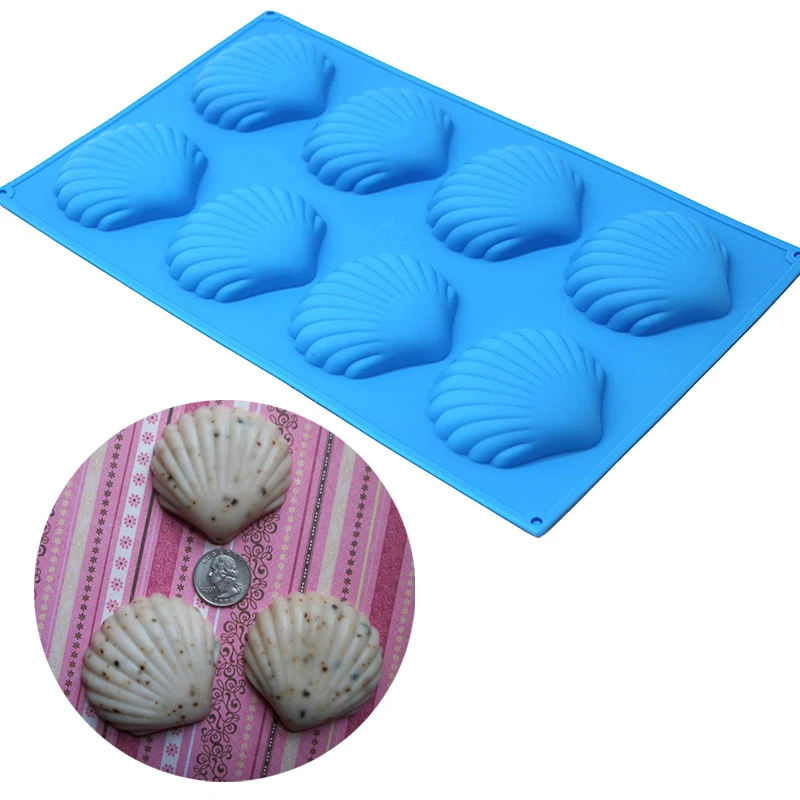 8Cavity Silicone Soap Mold Shell Soap Madeleines Cake Chocolate Cookies Mold Silicone for Making