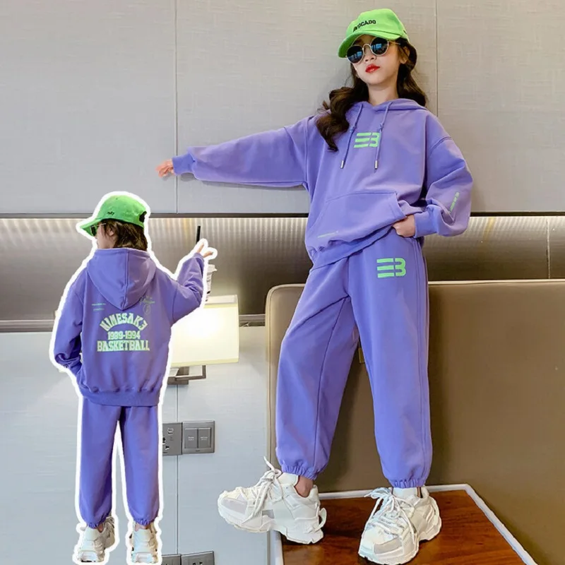 

Girls Spring Autumn Clothes Set Children Sport Suit Junior Kid Hoodie & Pants 2Pcs Outfit Student Large Pocket Sweater Tracksuit