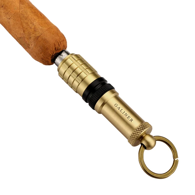 Galiner Zinc Alloy Black & Gold Cigar Picker Holder Portable Double Needle Cigar Punch Drill Opener - Image 4