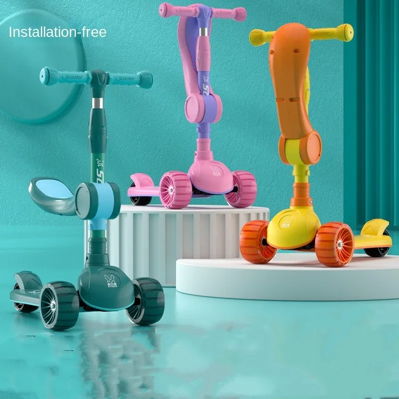 

Children's Scooter 2-12 Years Old 3-in-1 Yo-scooter Foldable Music Lighting Three-Wheel Scooter Baby Toy Scooter