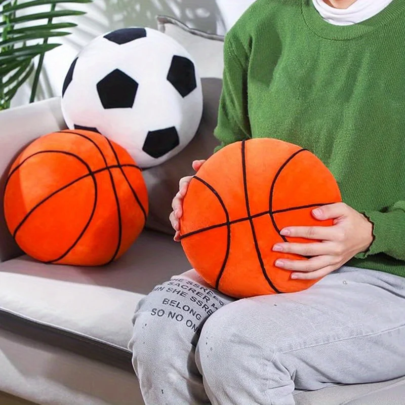 Plush Basketball Soft Stuffed Basketball Pillow Plush Sports Throw Pillows Gifts for Kids Teen Boys Room Bedroom Decorations