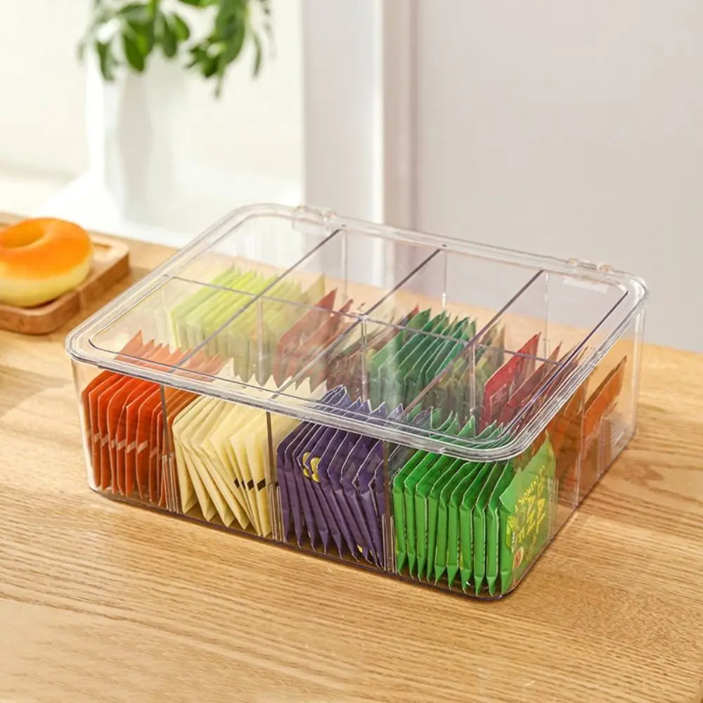 Plastic Tea Bag Storage Box Dustproof Transparent with Lid Tea Bag Box Acrylic Organizer Coffee