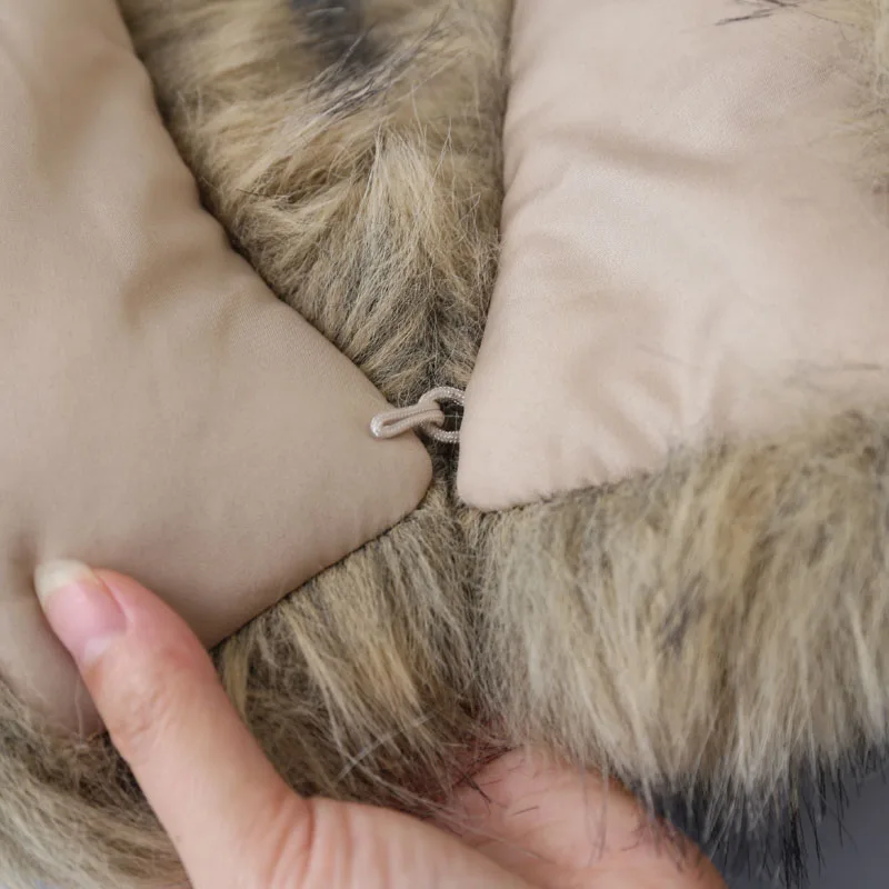 Neue Frauen Faux Pelz Kragen Winter Warme Schal Schal Nachahmung Waschbären Pelz Kragen Jacken Mantel Hut Streifen Große Größe Gefälschte Pelz Kragen – Detail 7