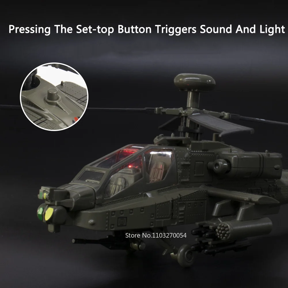 Maquette Hélicoptère AH-64 1/32 Alliage Moulé Son et Lumière