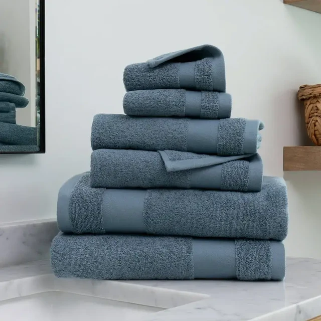 The Clean Store 6 Piece Gray Popcorn Cotton Bath Towel Set (2 Bath Towels, 2 Hand Towels and 2 Washcloths)