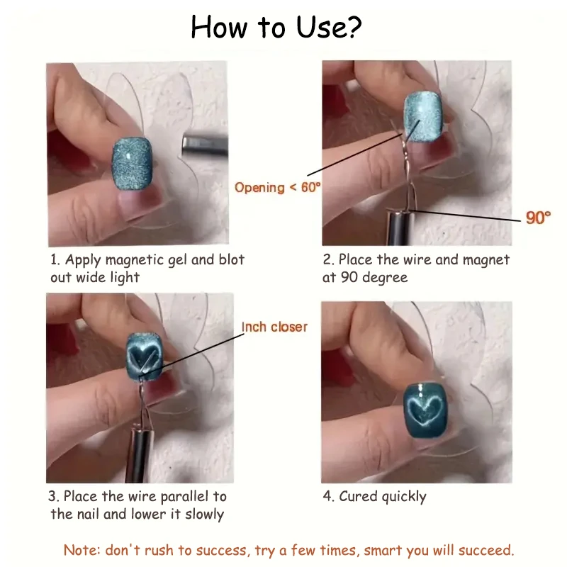6Pcs Cat Magnetic Nail Magnet Set with Flexible Iron Wire For Creating Heart & Ingot Shapes On Nails Nail Art Accessories Tools magnetic nail art tools magnetic nail tools