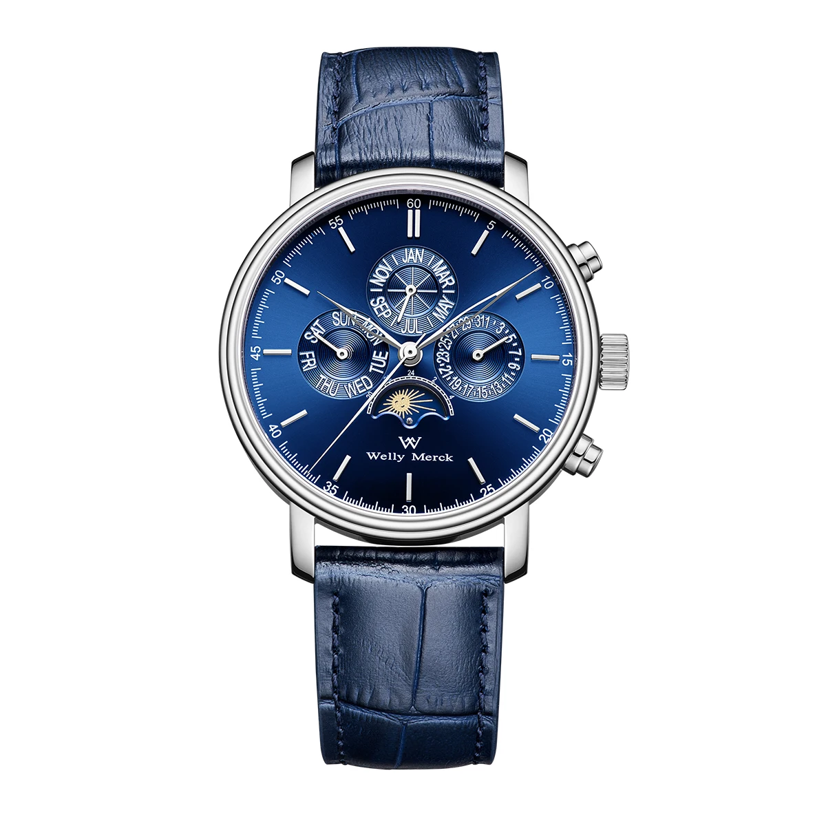 

Welly Merck Automatic Mechanical Watches 316L Stainless Steel Multifunctional Watch 40mm Sapphire Men Casual Dress Watch