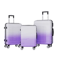 Ensemble de bagages 3 pièces 20/24/28 pouces avec balance, valise trolley rigide en ABS 4 couleurs Noir/Violet dégradé/Argent/Gris, 8 roues pivotantes, ensemble de valises de voyage avec serrure TSA 7