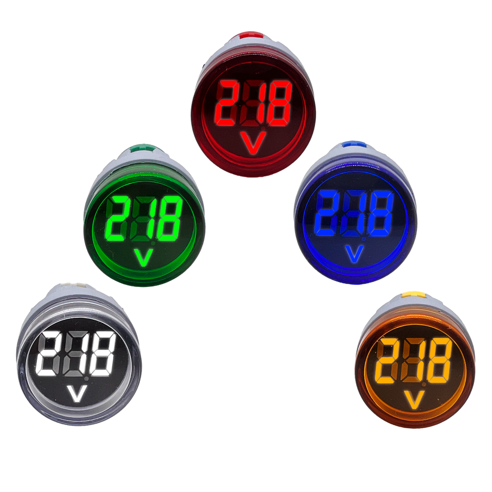 DIY Mini Digital Voltmeter 22mm Round AC 60-500V Volt Voltage Tester Meter Monitor Power LED Indicator Pilot Lamp Light Display