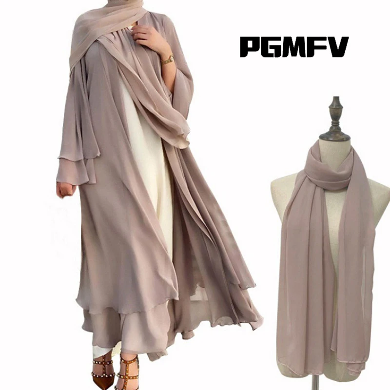 

Long Sleeve Two Set Abaya Muslim Sets Veil Middle East Women's Wear Arab Costume Dress Muslim Dress Women's Robe Islamic Dresses