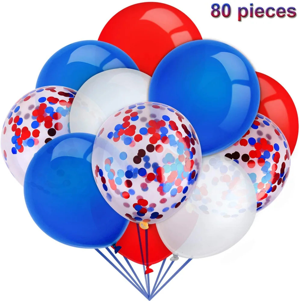 

Ballons 12" Independence Day Latex Balloon Red Blue White Sequin Balloon Set Blue Birthday Decoration Party Supplies 80pcs