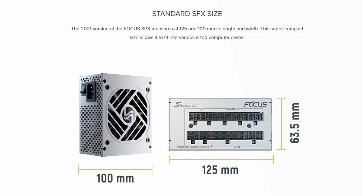 Seasonic Focus Spx750w White Sfx Power Supply 750w Gold Medal 80plus 10cm  Intelligent Temperature Control Fan Power Supply - Pc Power Supplies -  AliExpress