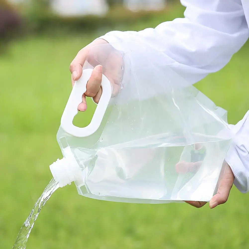 5L/10L 휴대용 물주머니 접이식 물통 물병 파우치 야외 여행 캠핑용 손잡이 포함 캠핑용품