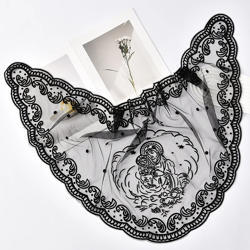 Spanish Style Lace Mantilla Veils For Church Shawl Scarf Women Head Covering Embroidery Catholic Chapel Veils For Wedding Bride