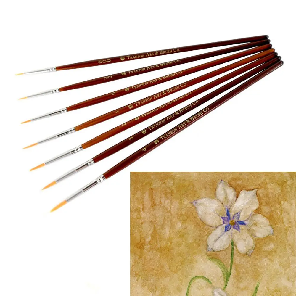 

7Pcs/set Professional Paint Detail Sable Hair Nail Brushes Drawing Oil Painting Pen Acrylic