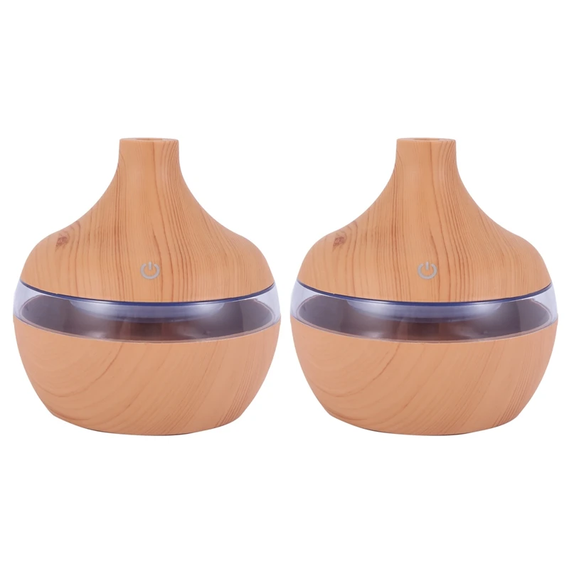 

2X Wood Grain Aromatherapy USB Humidifier Water Droplets Air Purification Essential Oil Aroma Diffuser Grain