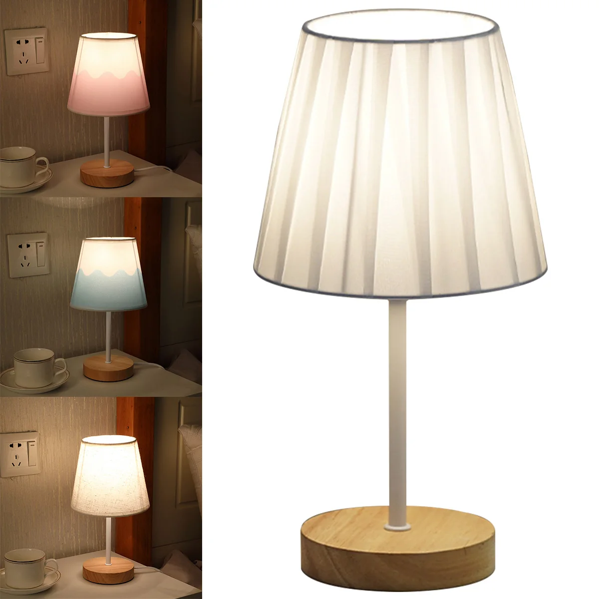 

Bedside Wooden Table Light Nightstand Warm Light Reading Light Bedroom Night Lights Electric Power Home Decor Desk Light