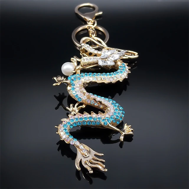 Clé à breloque dragon et boule en cristal chinois pour femmes et hommes,  alliage, biscuits, animal, sac à main, porte-clés de voiture, bijoux,  K5326S03 - AliExpress