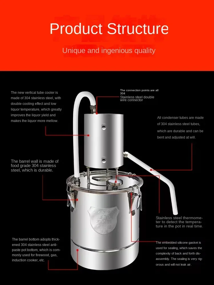 Small Home Wine Maker Distiller Equipment for Brewing and Distilling 304 2