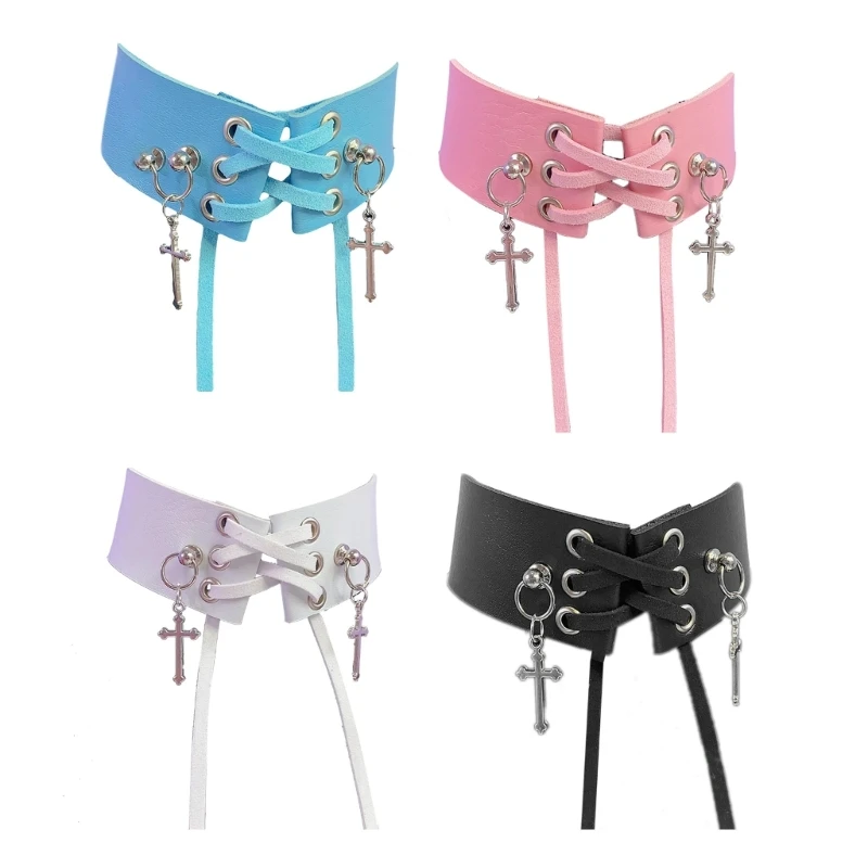 

Punk Leather Choker Necklace Punk Collarbone Chain Necklace Jewelry Gifts