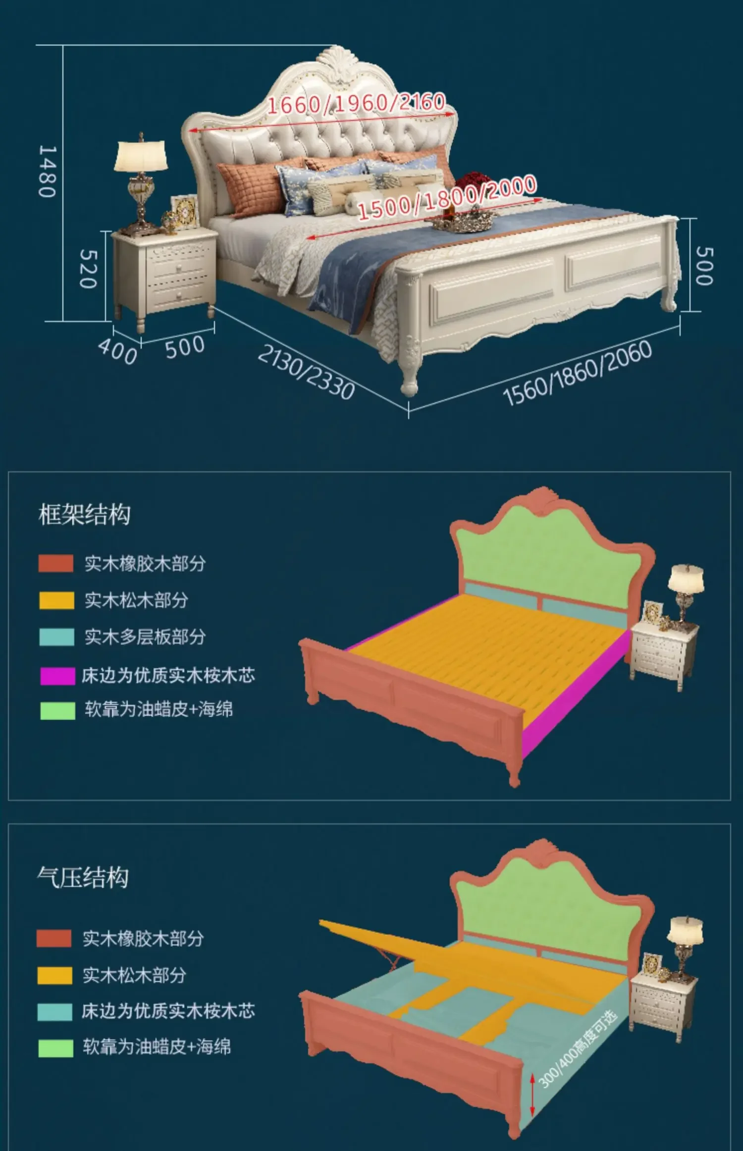 Storage Space Double Bed Bases Wooden Loft Adult Headboards Bed Bases Frames Loft Platform Camas De Dormitorio Home Furniture