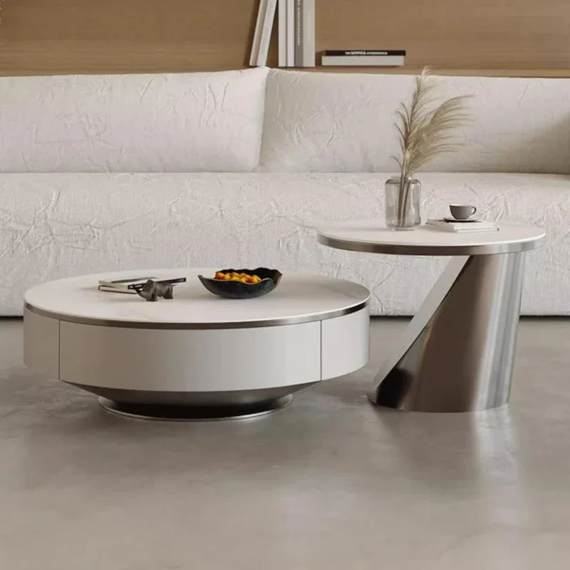 

Роскошный журнальный столик, круглый журнальный столик в скандинавском стиле с мраморной консолью для хранения, оправы для гостиной, дизайнерский журнальный столик, мебель для салона