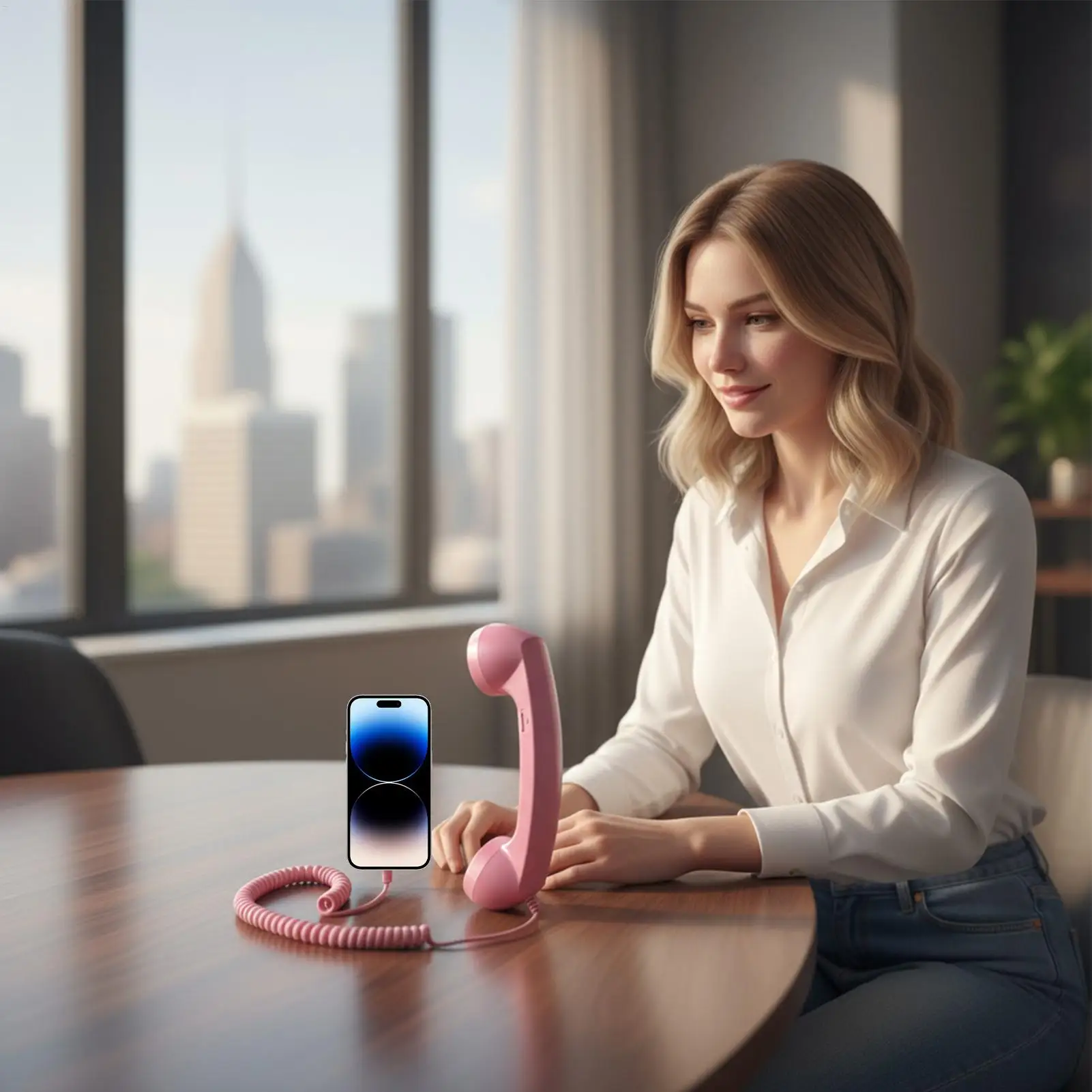 Corded Handset For Cell Phone Retro Comfortable Type-C Electronics Accessories Cell Phone To Landline Adapter For Offices Travel