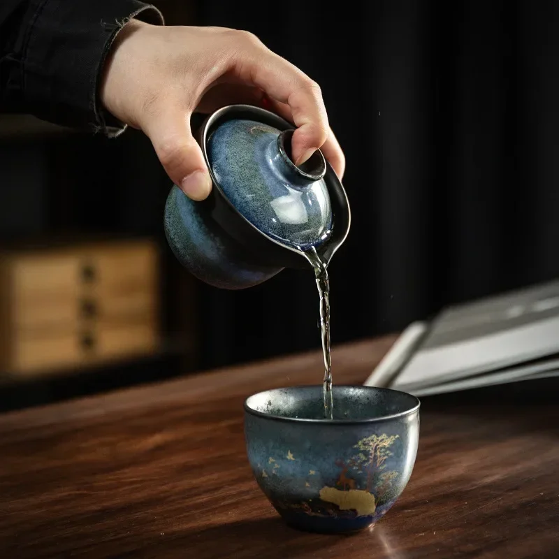 Japanese Style Kiln Baked Quick Cup One Pot Single Portable Travel Tea Set Gifts for Classmates Colleague Gift Present