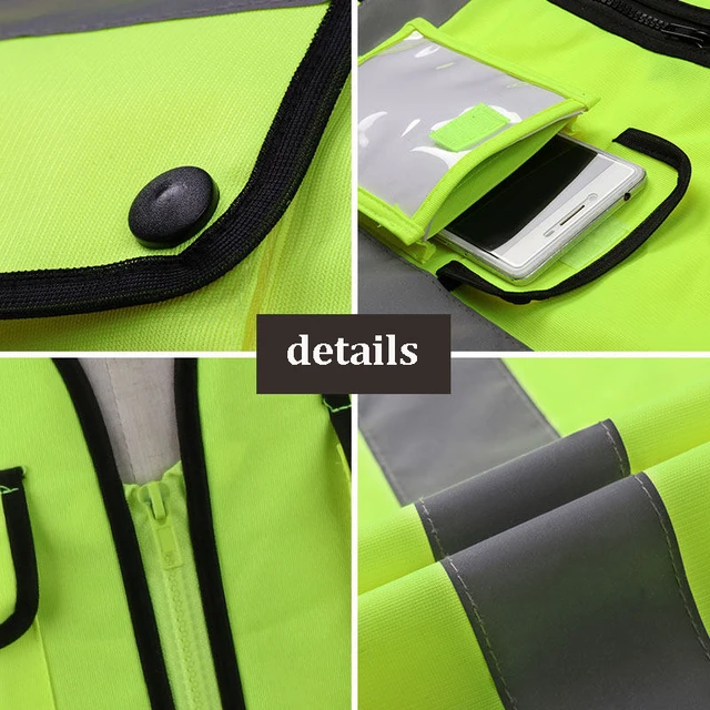 Blue Reflective Safety Vest with Pockets