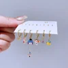 1 SET Muiticolor Sweet Cartoon Animals Pendant Huggie Hoop Earrings for Women Girls Gold Color Jewelry 4