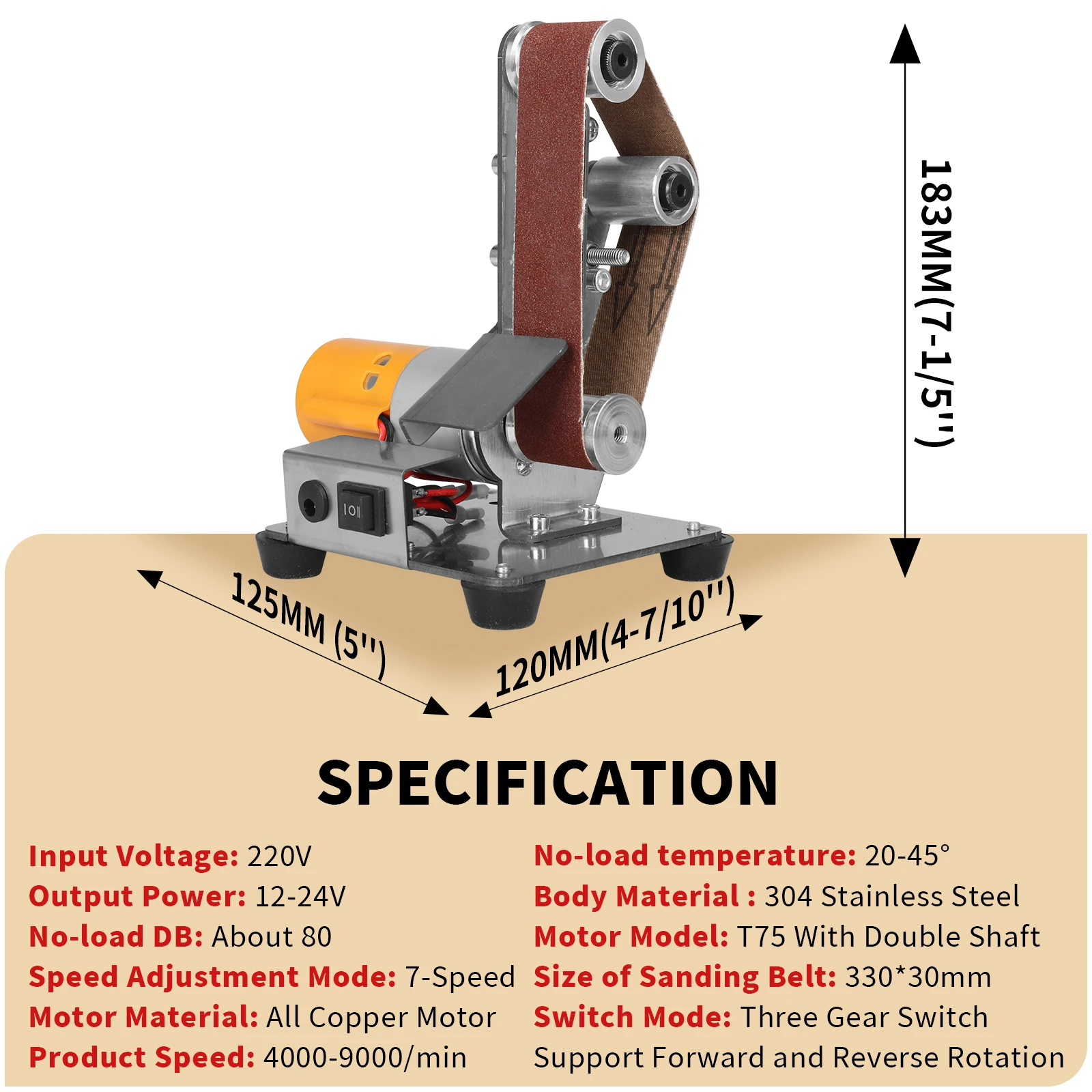 Electric Grinder Electric Sander Belt Sander Mini Speed Regulating Electric Belt Sander Multifunctional Belt Polishing Grinder for Knife Sharpening DIY Grinding Tool110-220V