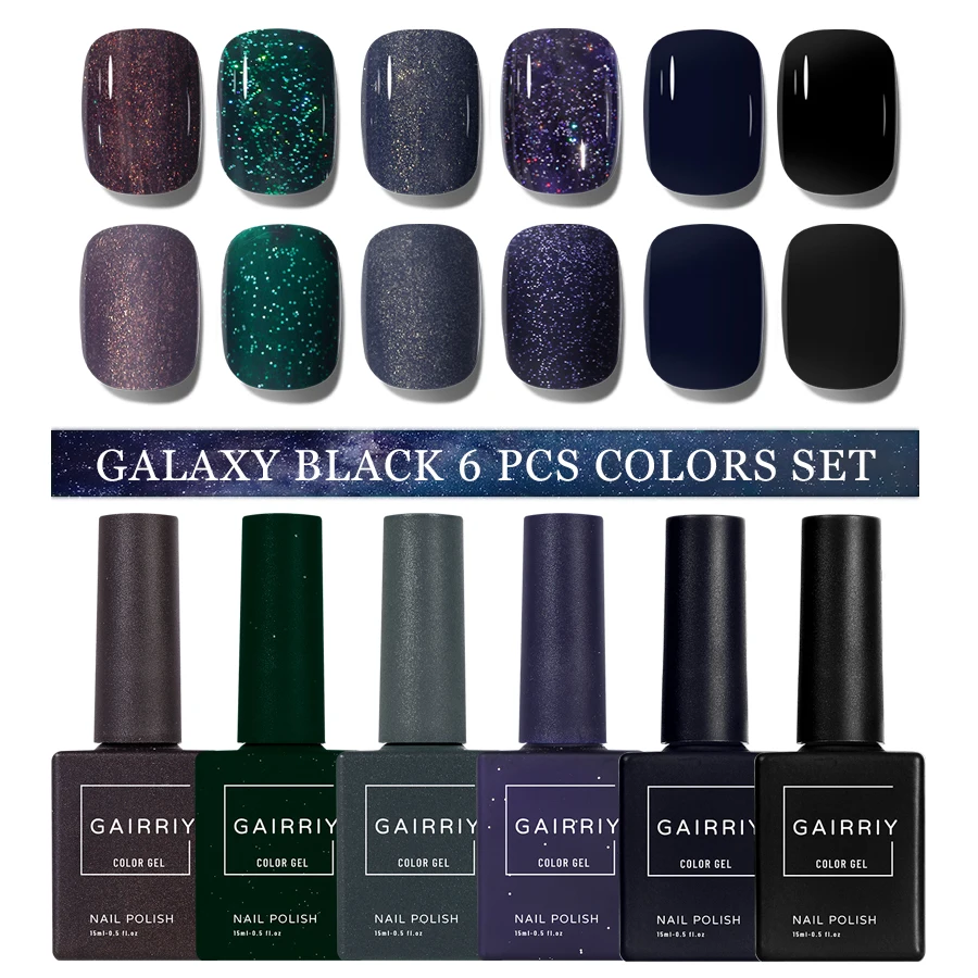 Gairriy 15ml Gel Nail Polish Homochromatic 6 Pcs Colors Set Glitter Soak Off UV LED Semi-Permanent Varnish Art Salon Nails 5