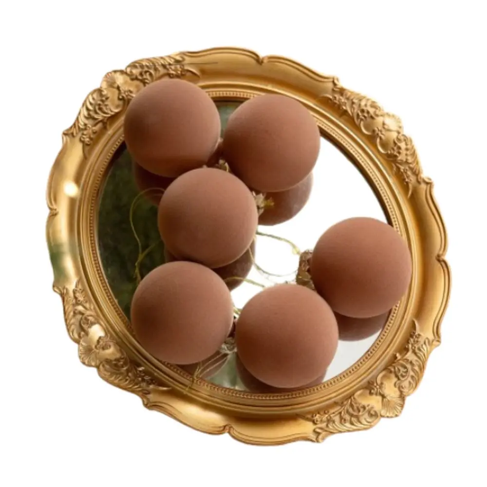 6pcs 8cm Flocked Christmas Ball Pendant Shatterproof Plastic Christmas Hanging Balls Reusable Elegant Xmas Tree Hanging Ornament