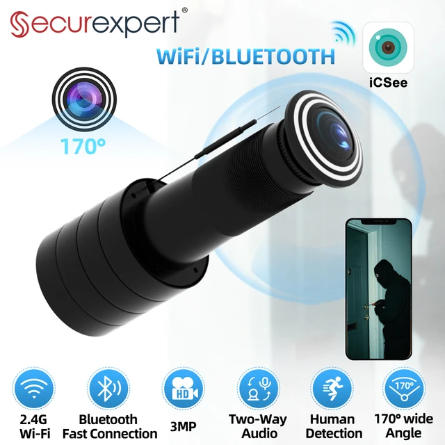 PEGATAH 3MP HD Peephole WiFi Camera 170° Wide-angle Door Viewer Motion Detection Smart Home Security Wireless Cat-eye Cam ICSEE 1