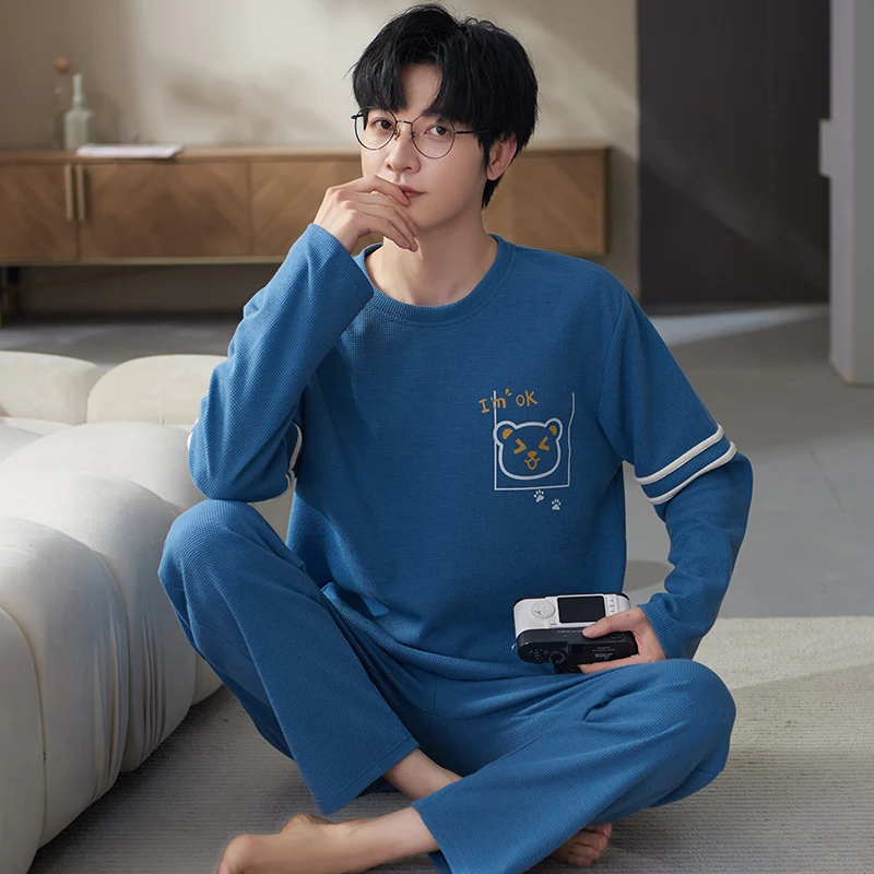 Men Comfortable Pyjamas Set 3XL Long Sleeve Casual Home Wear Spring Autumn Cotton Boy Pajama Sets Leisure Sleepwear Set men comfortable pyjamas set 3xl long sleeve casual home wear spring autumn cotton boy pajama sets leisure sleepwear set