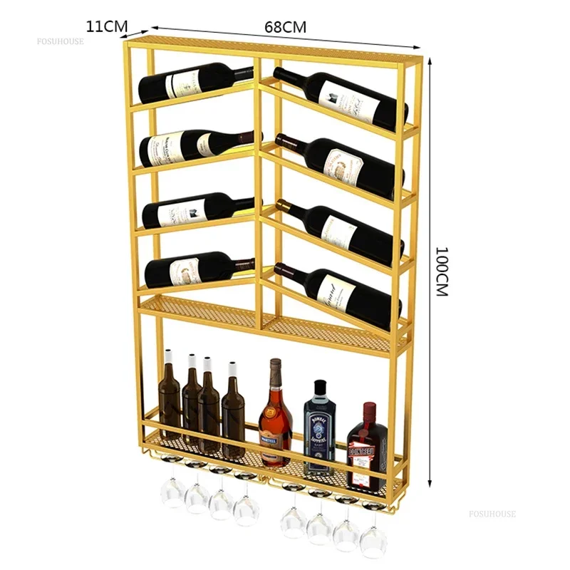 Wall-mounted Nordic Showcase for Living Room Independent Storage Display Wine Rack Simple Metal Household Bar Cabinet for Hotel